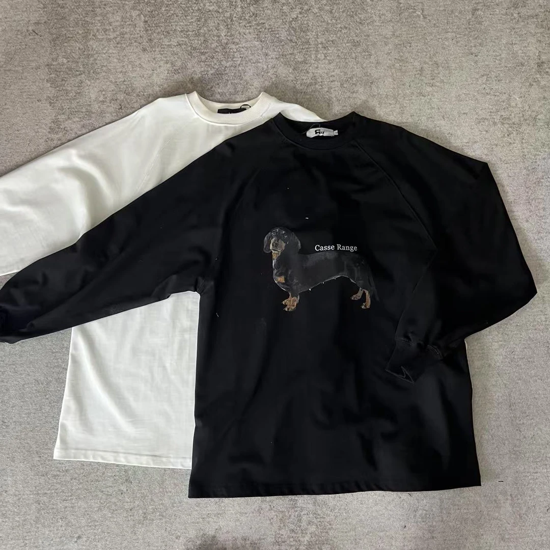 【南油徐哥】设计师款重工香肠小狗字母圆领宽松长袖卫衣33208