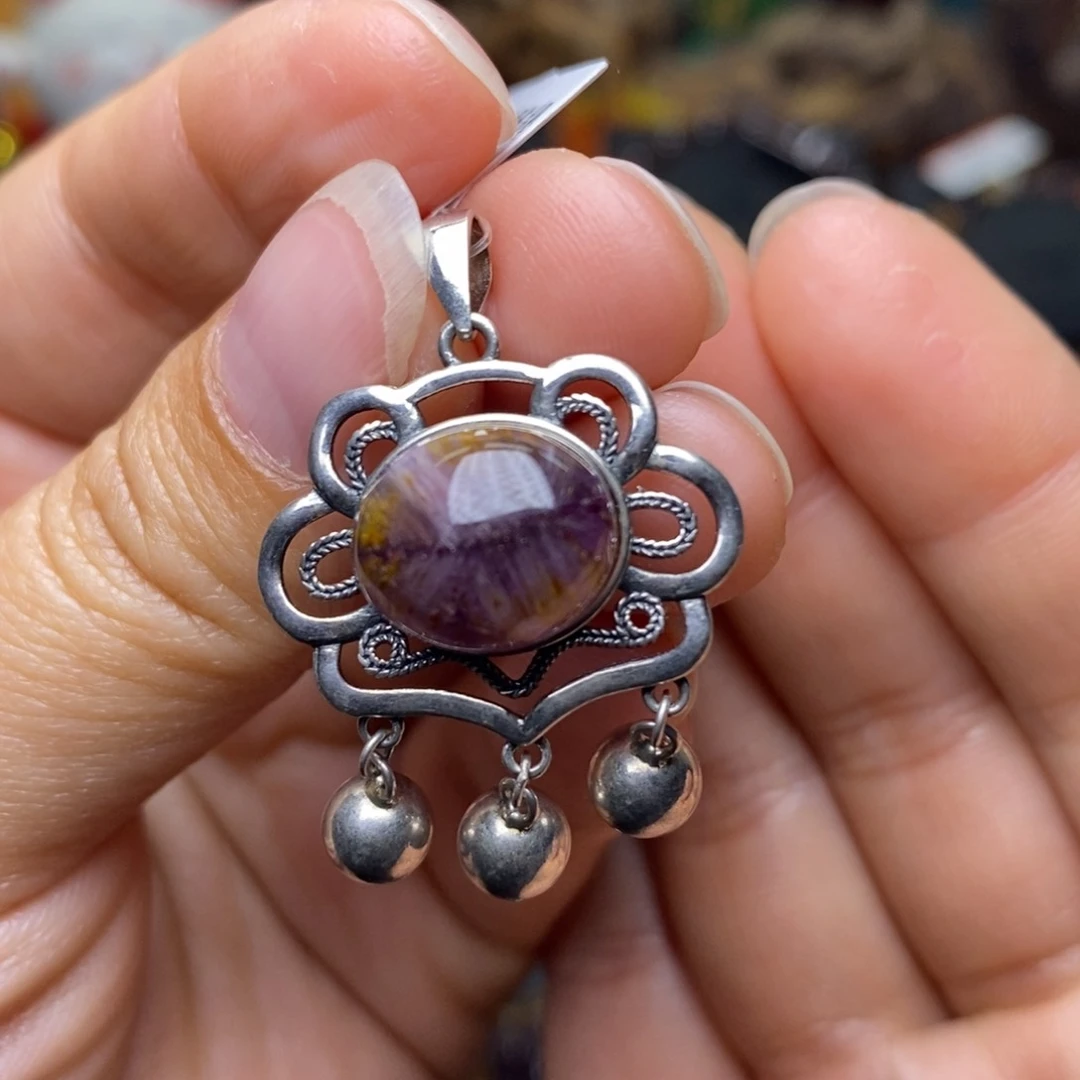 水晶A024极光银镶吊坠银S925镶嵌