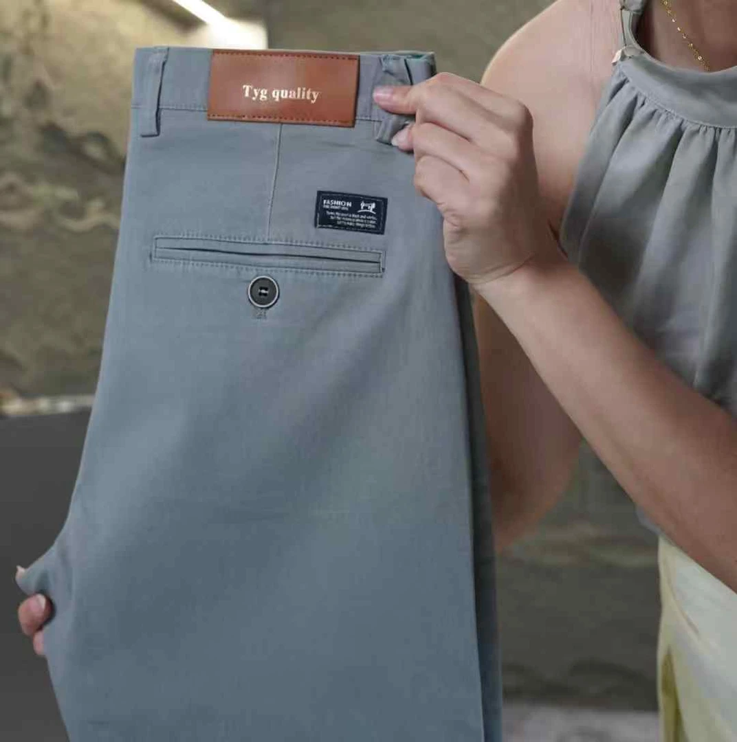 2025商务高端秋款潮流男式纯棉舒适百搭宽松弹力直筒休闲纯色长裤