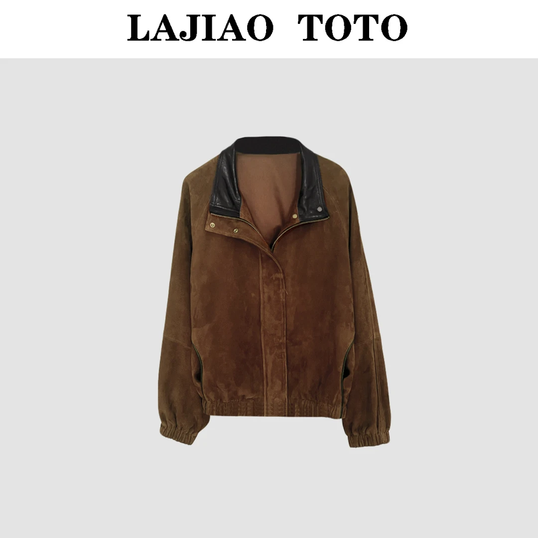 【艺洋穿搭】LAJIAO TOTO老钱风进口绵羊羊皮反绒女士皮衣#T1811