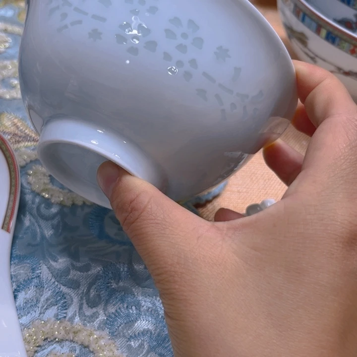 瓷片玲珑碗六个45寸