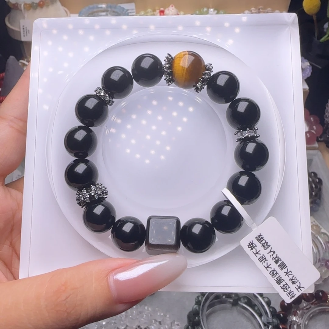 水晶手链未镶嵌黑耀石diy