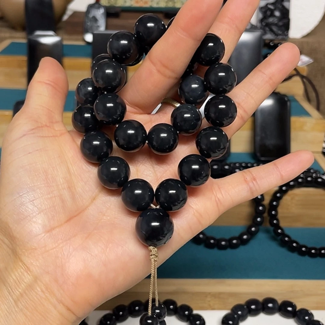 【闪购商品】和田玉(墨玉)未镶嵌项链黑青卡14