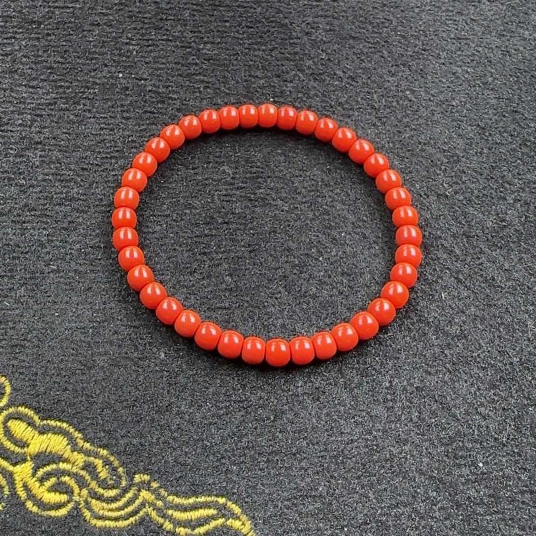 南红玛瑙未镶嵌手串满色满肉5mm锦红老型单圈