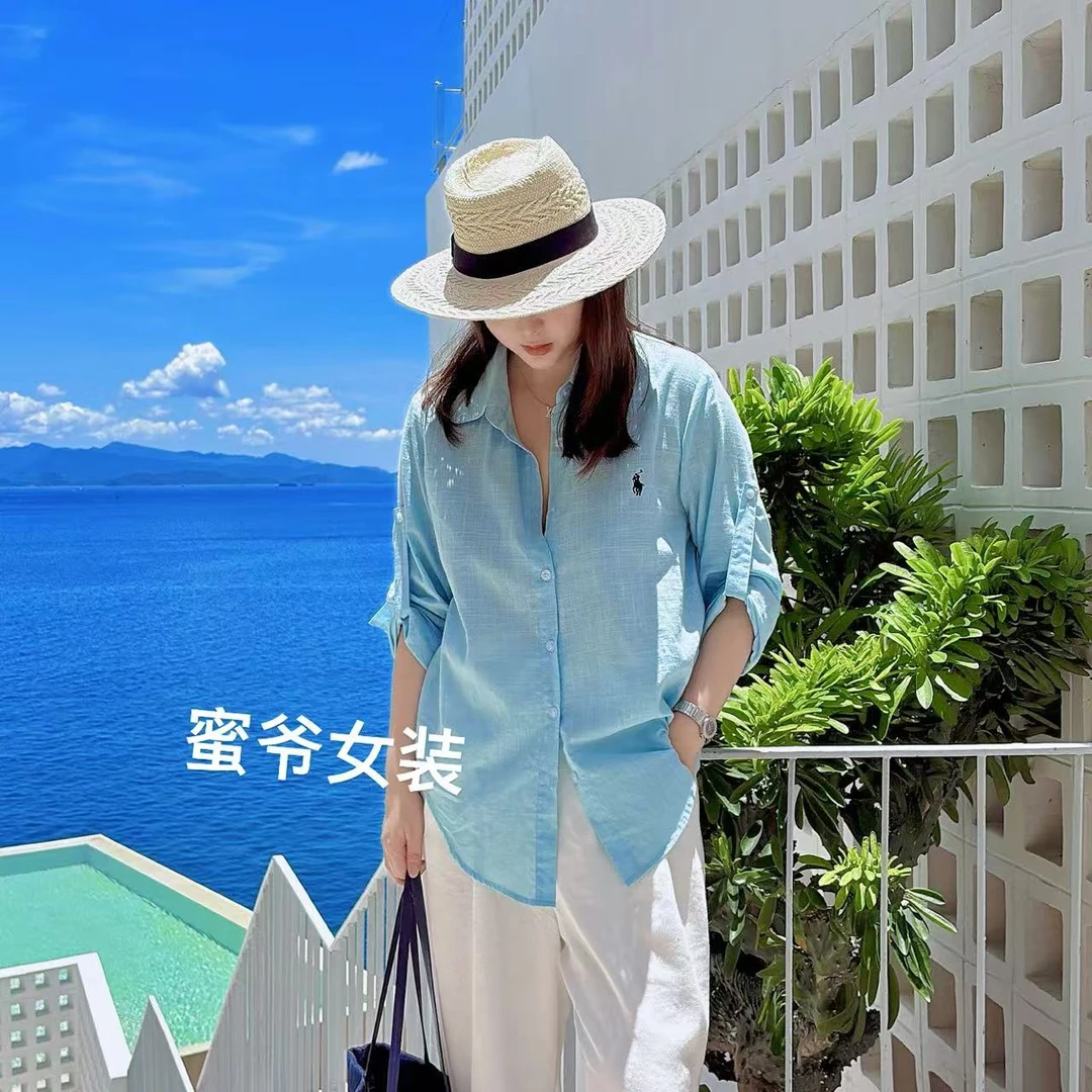 【蜜爷家】苎麻小马刺绣衬衫000#