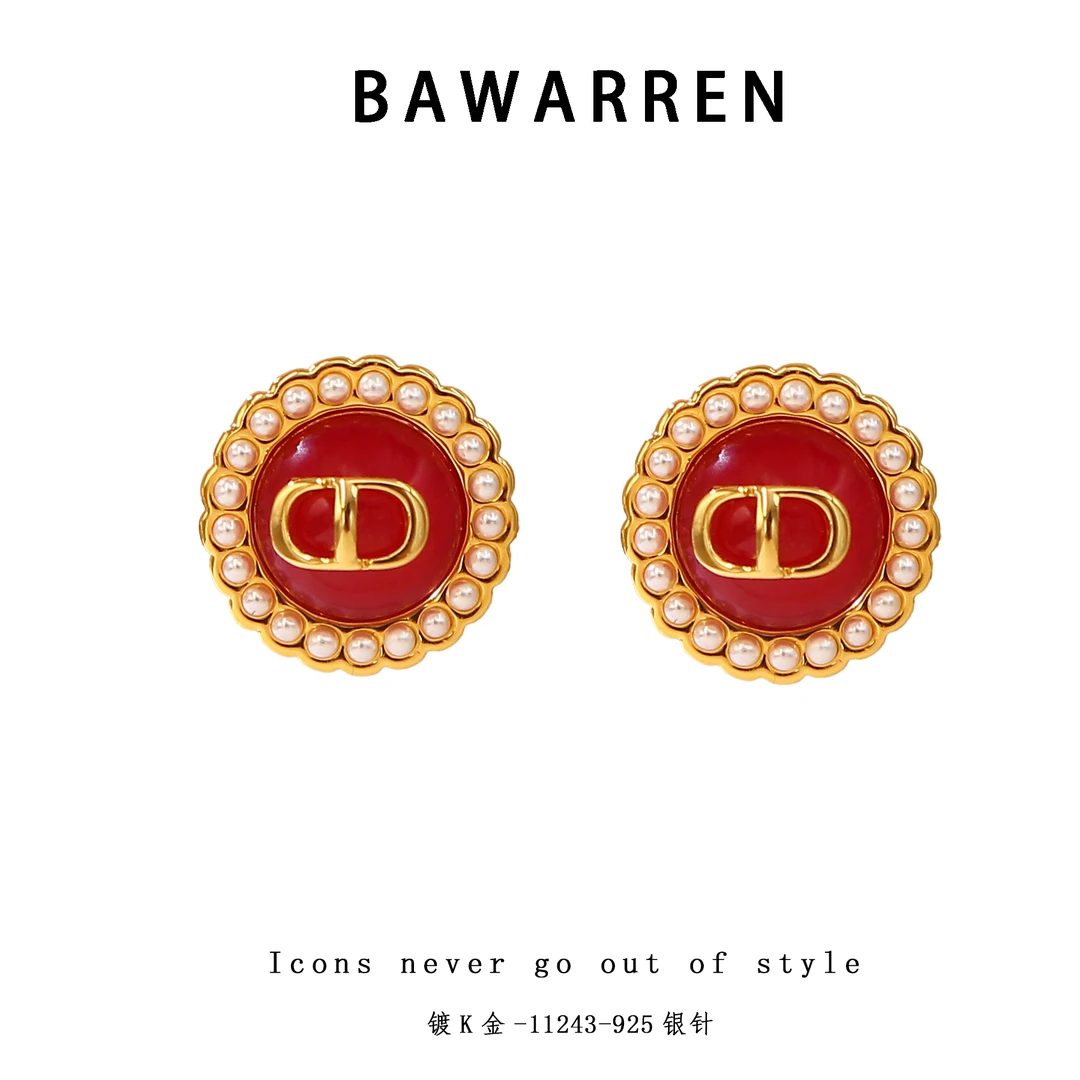 铜合金耳饰 Bawarren 美❤ 11243-【红猪鼻】精致耳环欧美