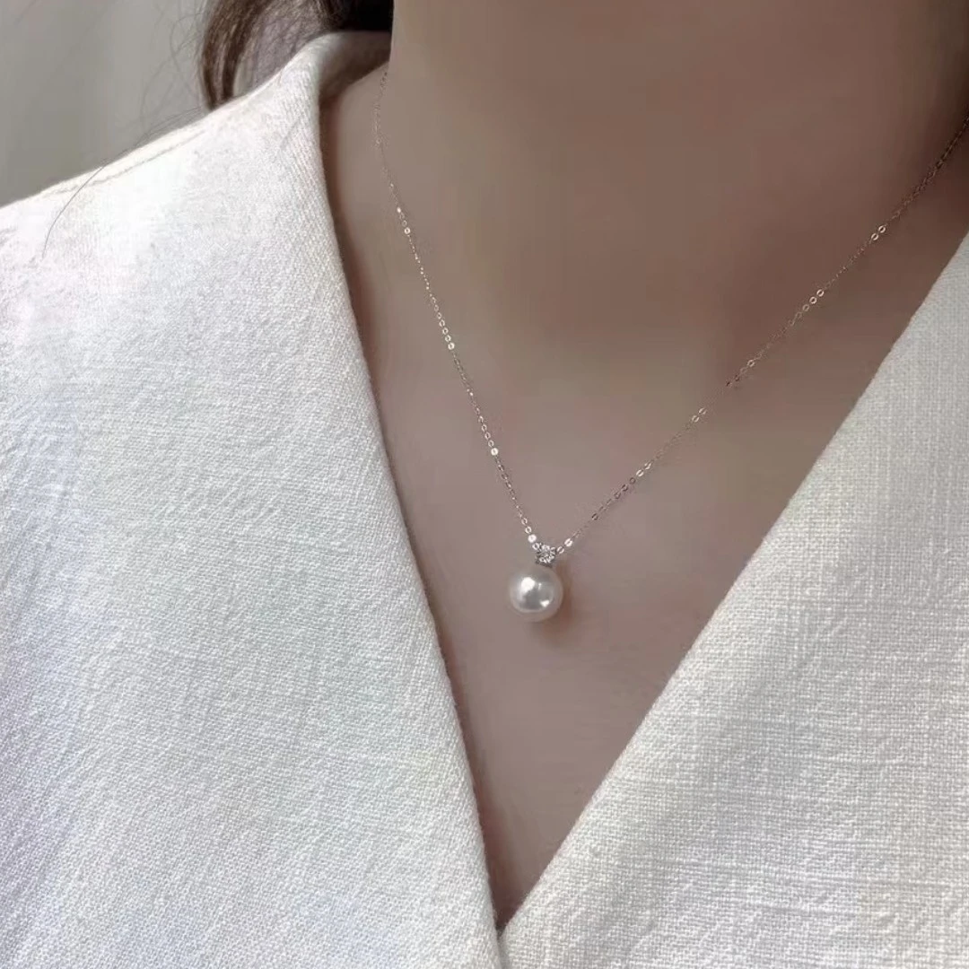 S925银轻奢小众女款天然淡水珍珠锁骨链戴妃套链气质简约坠链2634