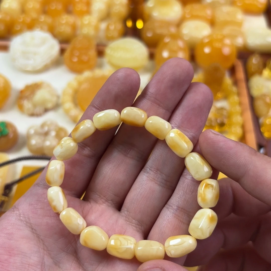 蜜蜡未镶嵌裸石手串