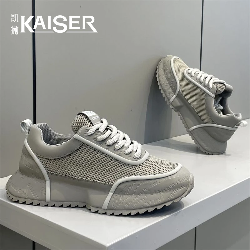 KAISER/凯撒·男鞋新款透气时尚百搭休闲网面鞋男士厚底运动老爹鞋