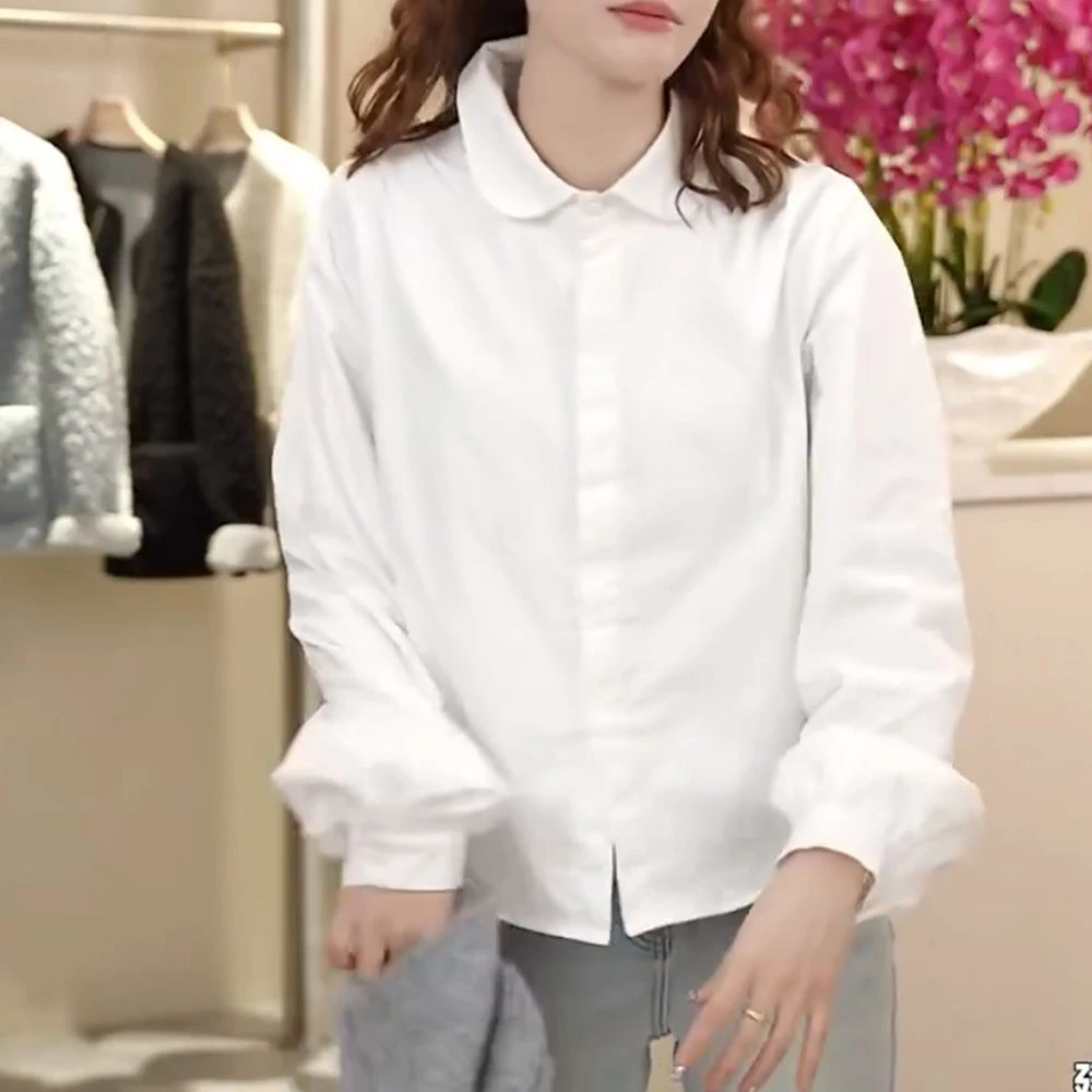 T桃心翻领秋冬新款设计感加绒百搭韩系高级简约衬衫女