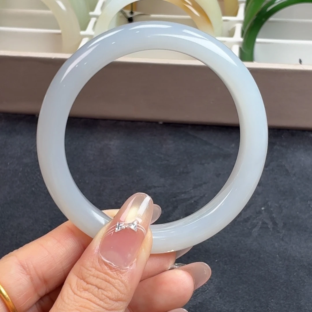 和田玉未镶嵌手镯冰冰紫46