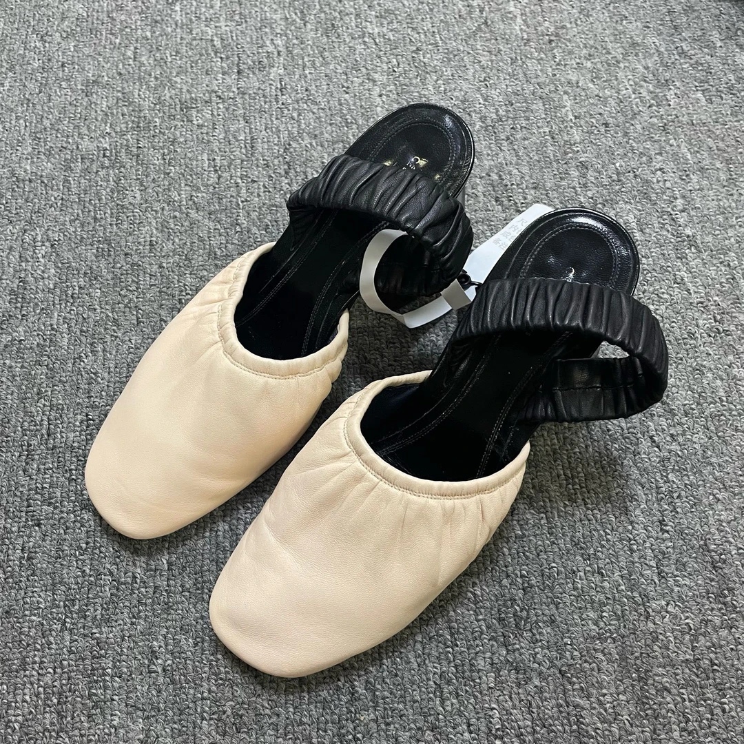 95新 Celine/思琳 粗跟套穿高跟鞋 37码/09656