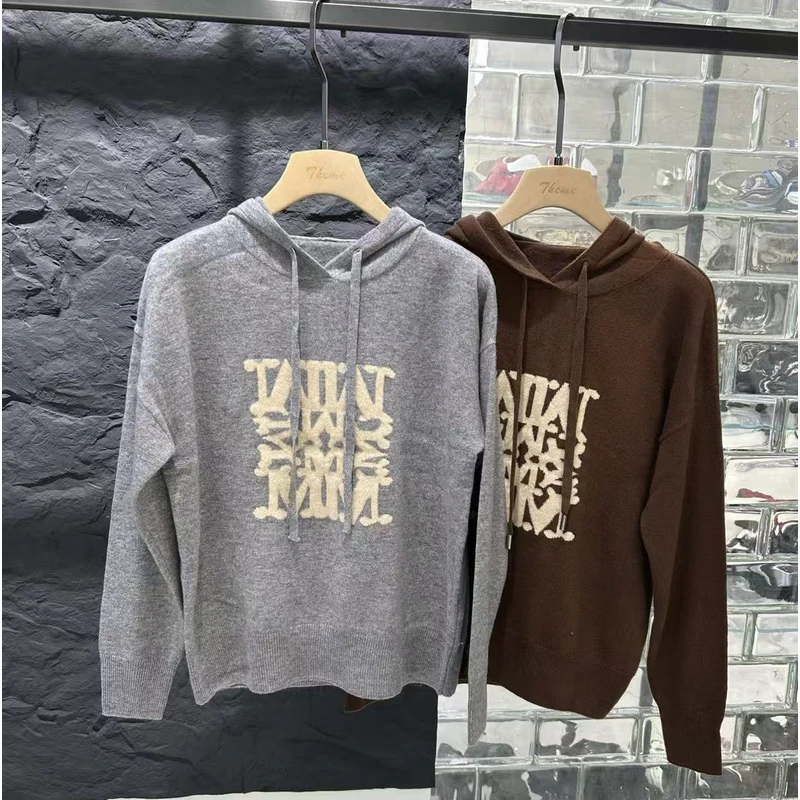 228-3532  常规宽松型针织连帽衫潮流带帽卫衣