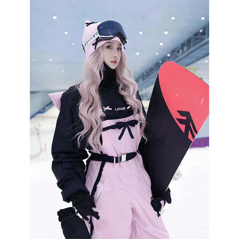 KSKM粉色甜心滑雪服套装女2025秋冬新款户外超好看蝴蝶结设计雪服
