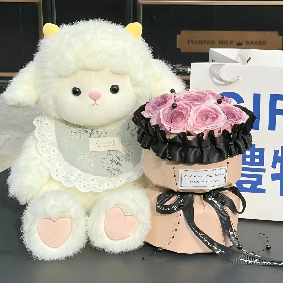 生日礼物女生玩偶晚安小羊高级永生花送给女友闺蜜花束圣诞节礼物