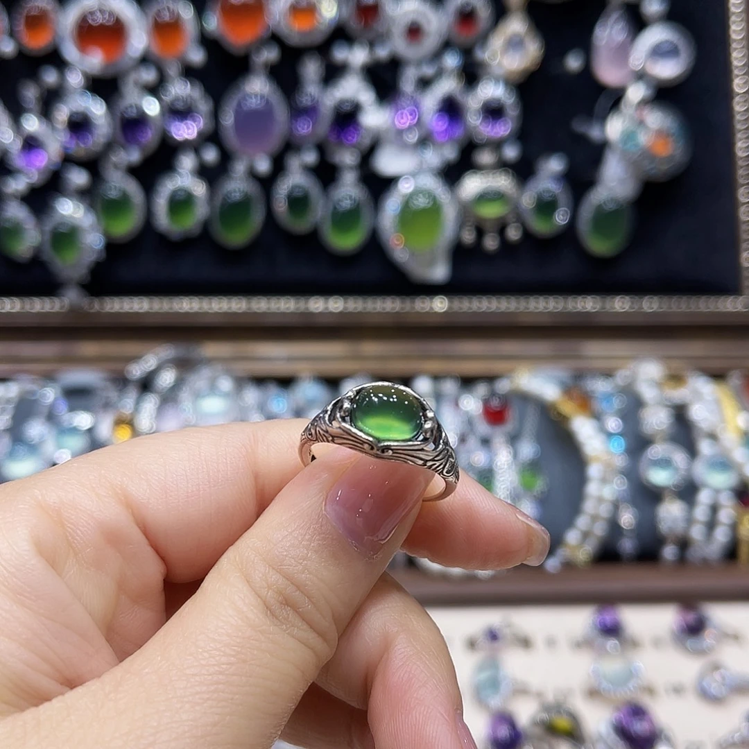 T***a蛇纹石玉银S925镶嵌颈饰