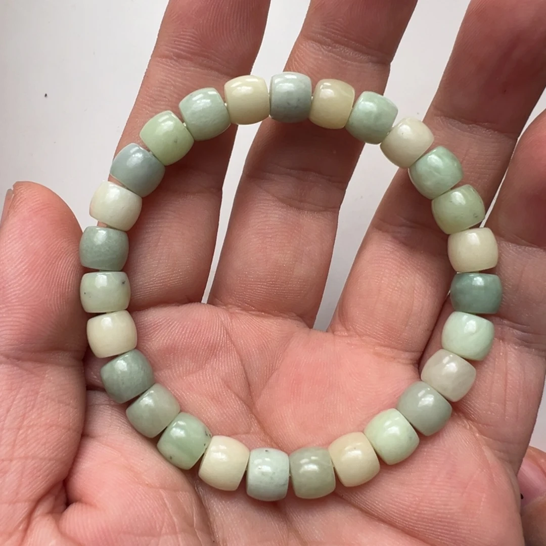 和田玉未镶嵌手串新疆黑羊洞碧玉多宝8mm直切净度一般介意勿拍