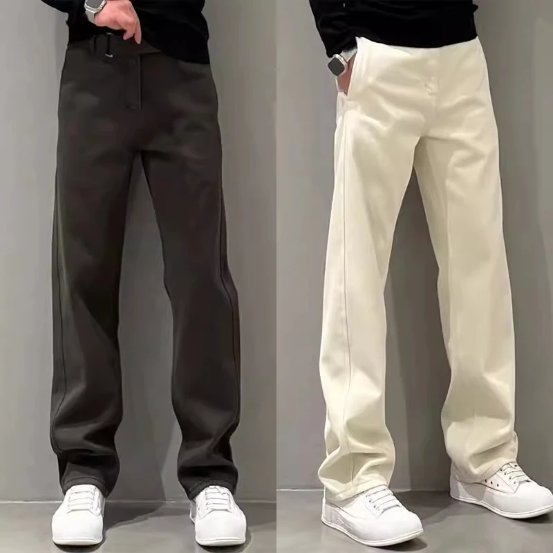 纯色轻奢牛仔裤男士秋季新款时尚欧货直筒休闲裤潮流百搭显瘦长裤