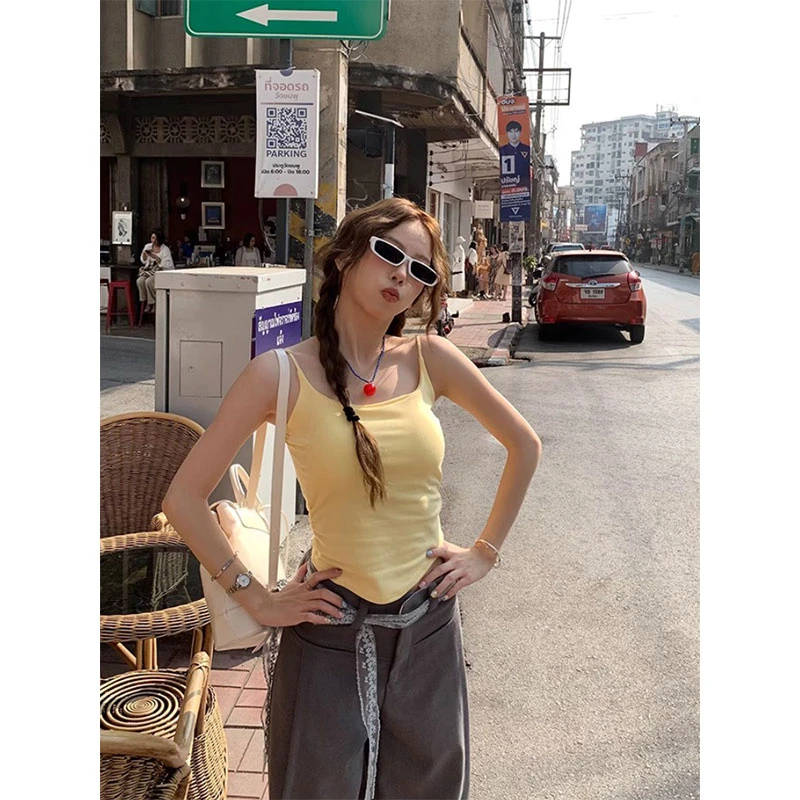 【婉如新生】纯欲多巴胺美背2025夏季修身打底内搭小吊带背心女外穿