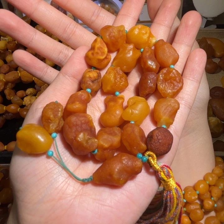 琥珀未镶嵌颈饰蜜蜡海漂手持