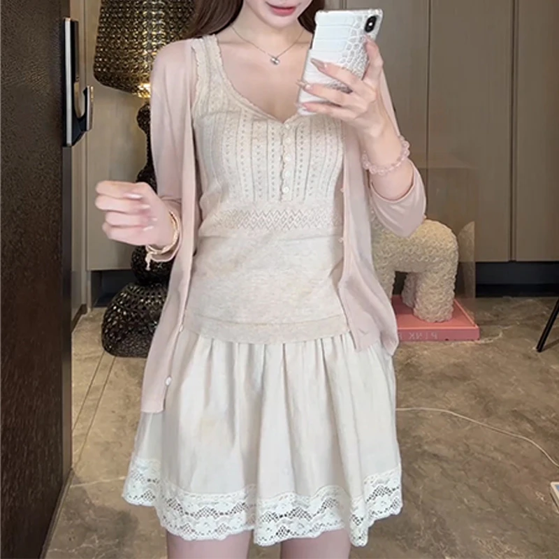 韩系纯色长袖针织开衫女2025年秋季新款小众洋气设计感显瘦衣服