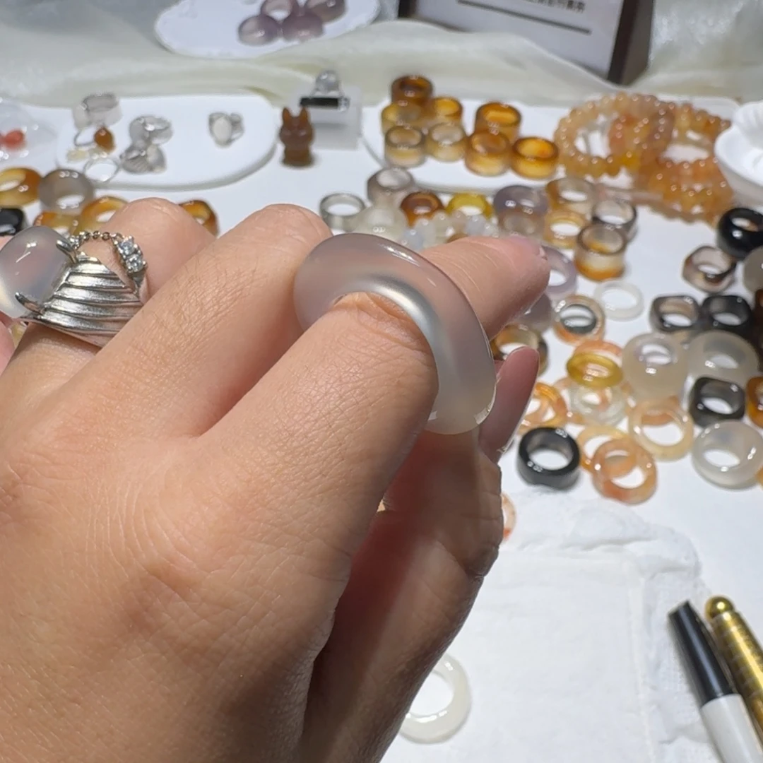 玛瑙/玉髓未镶嵌戒指港18