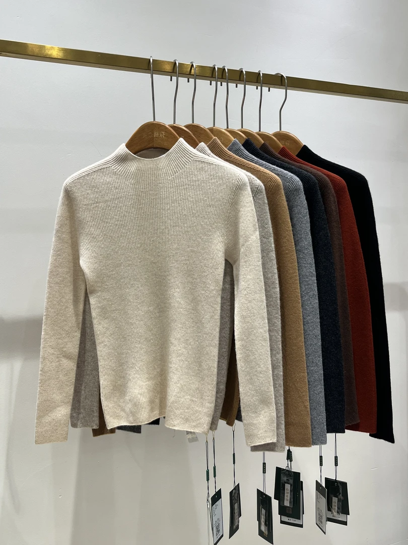 新款羊毛休闲百搭时尚半高领长袖毛衫54803