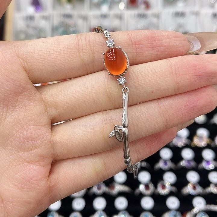 西***.岫玉银S925镶嵌手链