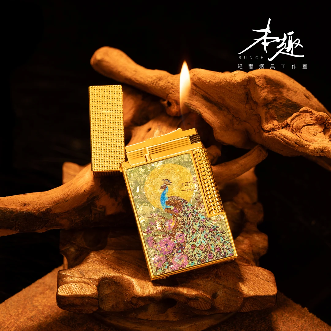 BUNCH【金翎栖华】高级轻奢朗声打火机中式手工男生送礼物金属孔雀