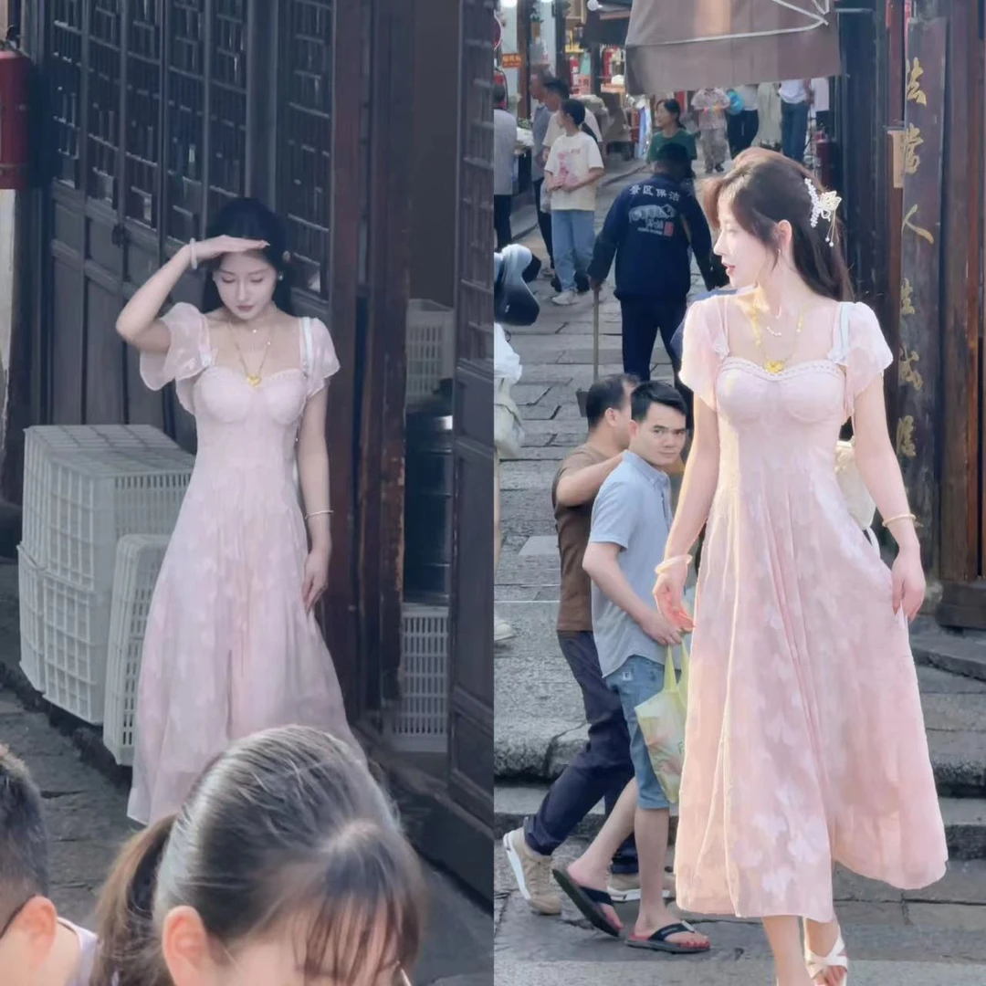 【婷婷】《在逃公主》重工设计 小众织金剪花连衣裙套装 2FTX206