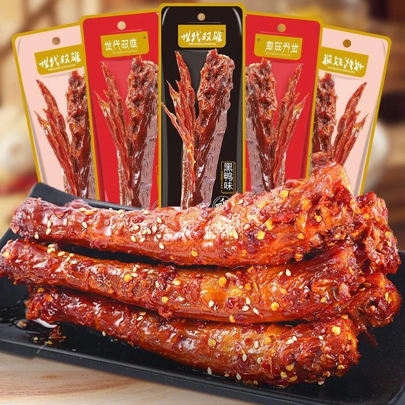 手撕烤脖40g厂家批发香辣即食整根卤味肉类休闲零食烤鸡脖