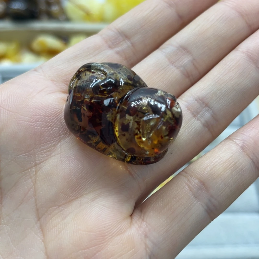 未镶嵌琥珀裸石7克花珀趴趴猫