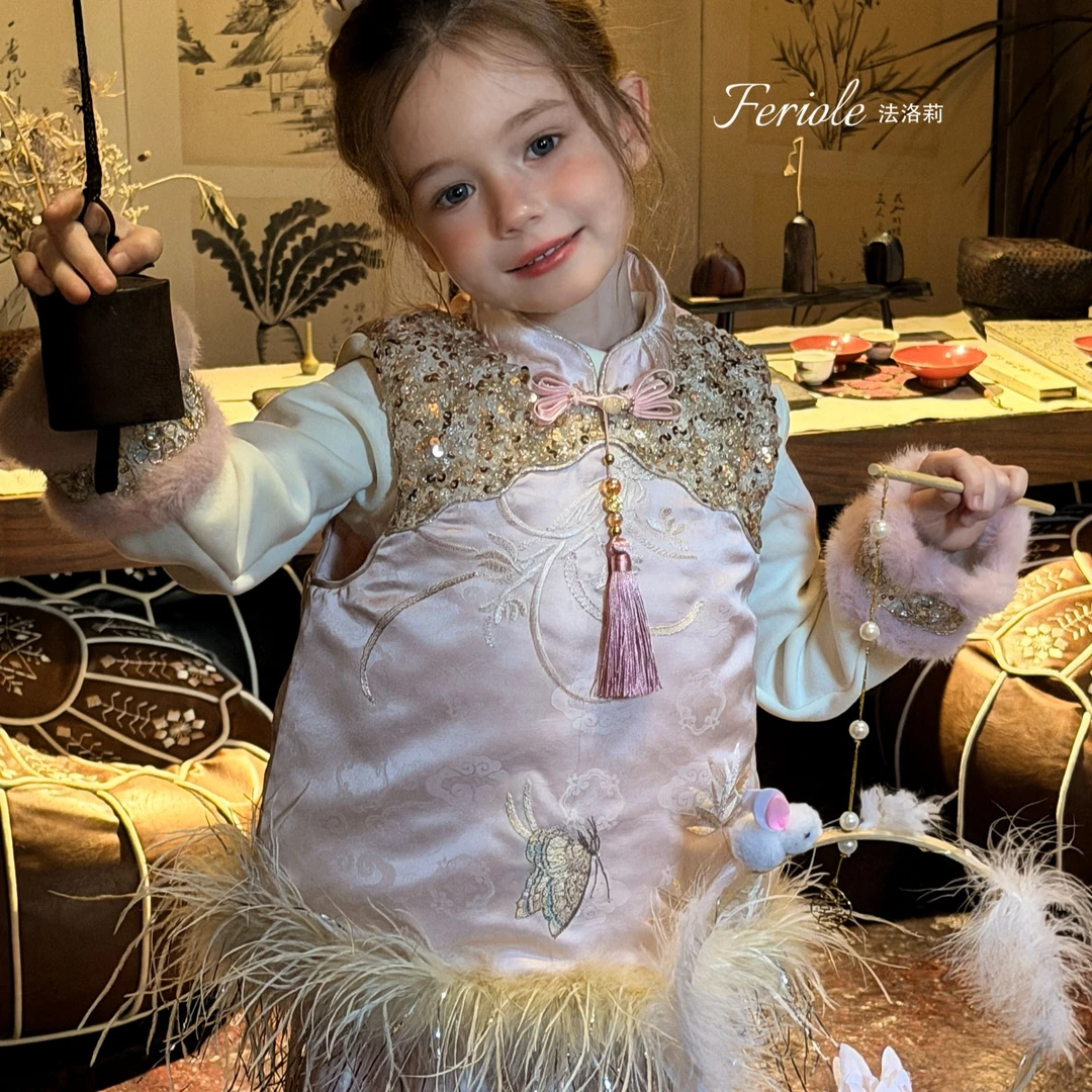 FLL-53956-儿童法式重工洋气旗袍上衣（年款）