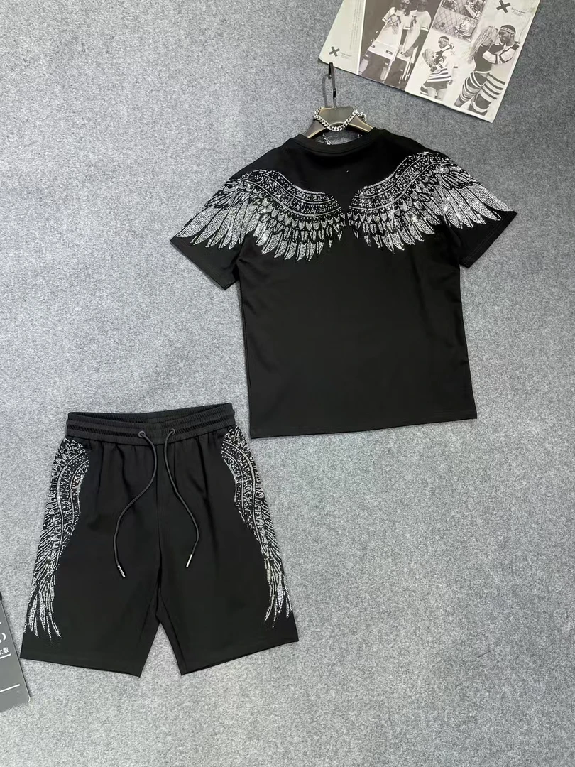 骁洋2068-9高端潮牌短袖t恤男士夏季新款潮流卡通烫钻半袖男款夏