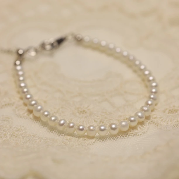 近正圆高光高亮淡水珍珠小米珠手链带延长链