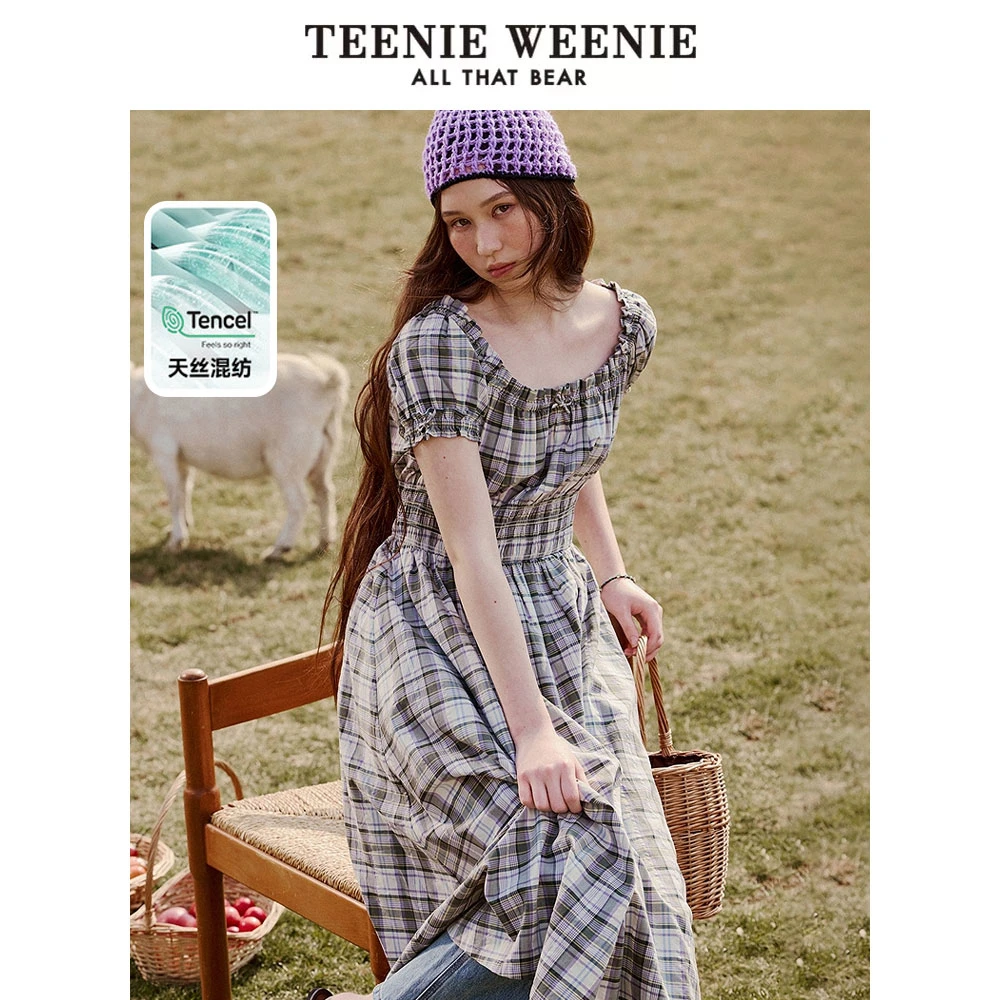 TeenieWeenie小熊连衣裙25活力清新田园风格纹裙子女TTOW256408N
