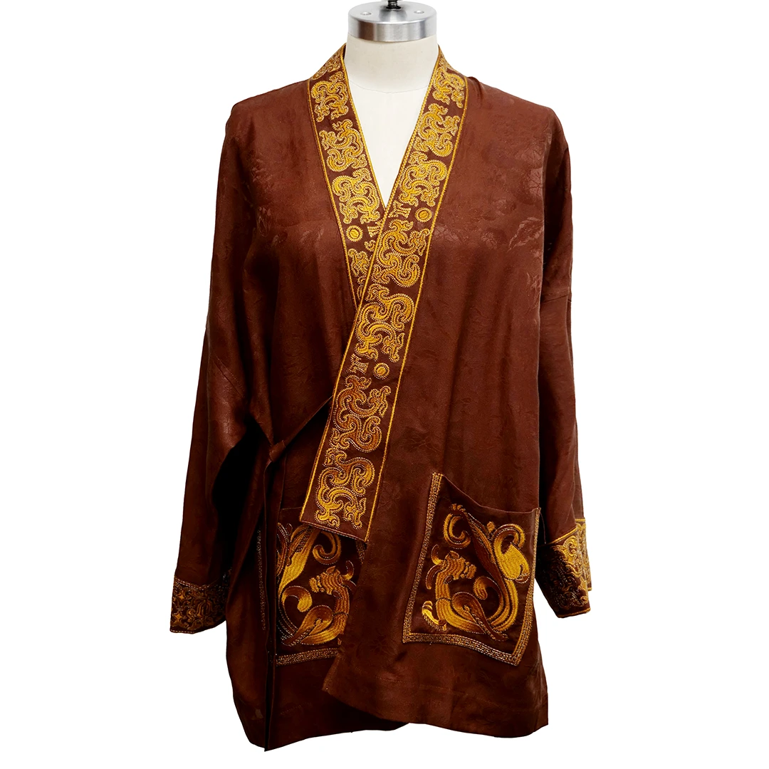 元始华风香云纱绿金绞萝商周青铜龙纹双面穿袈裟外套YS2503020