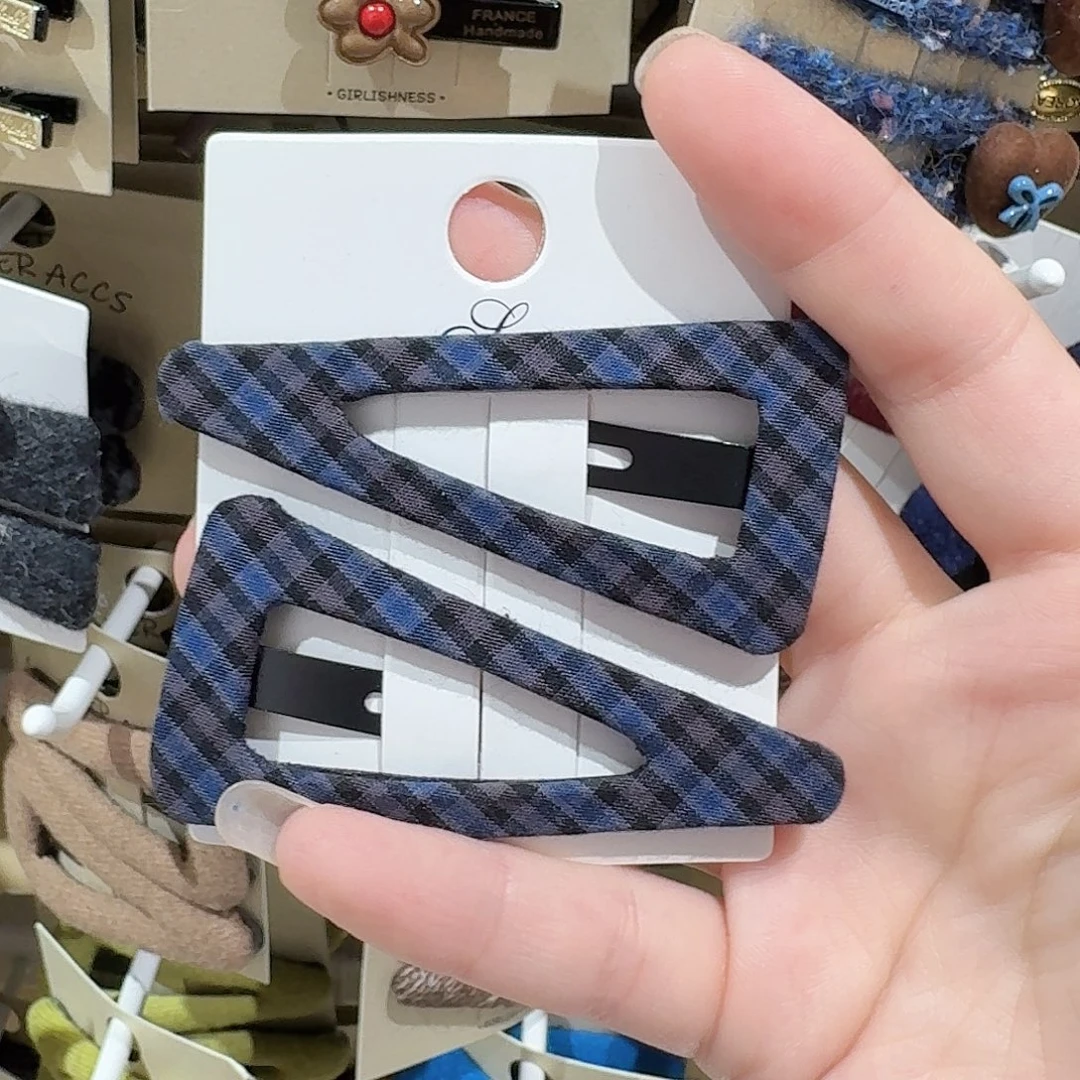 非金属布艺蓝格子三角拜拜