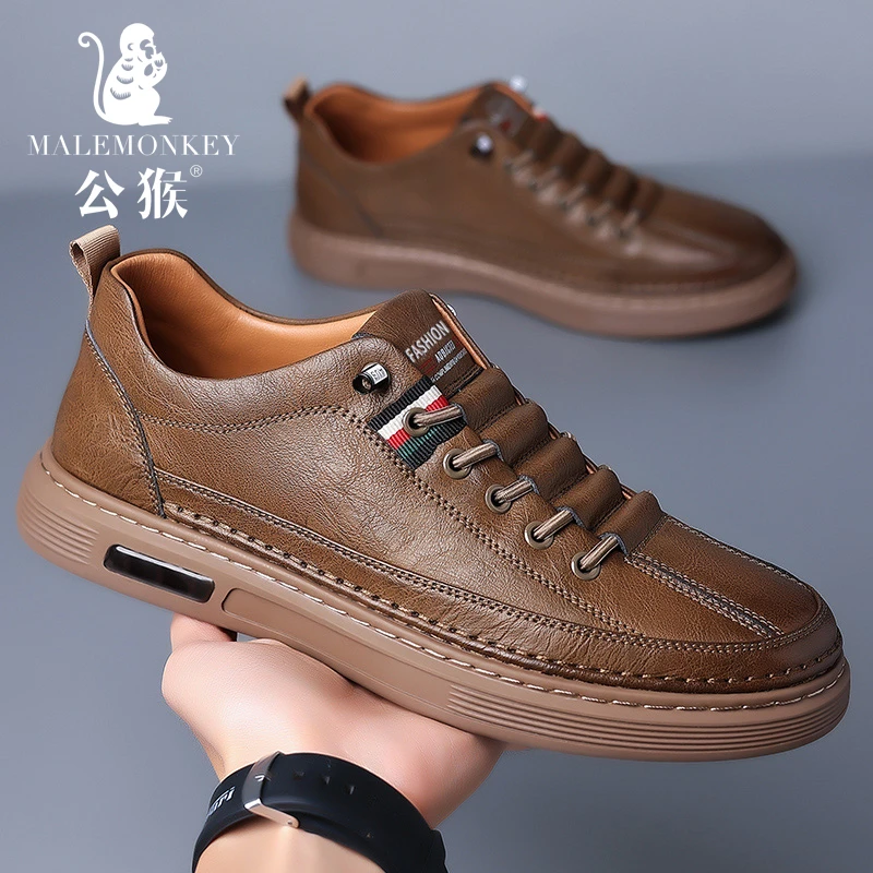 公猴男鞋·新款透气商务休闲皮鞋男士时尚百搭软底低帮运动鞋-6589