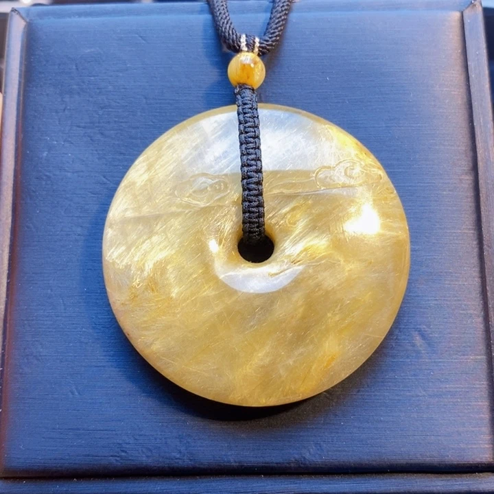 颈饰未镶嵌发晶天然金发晶满发晶平安扣吊坠