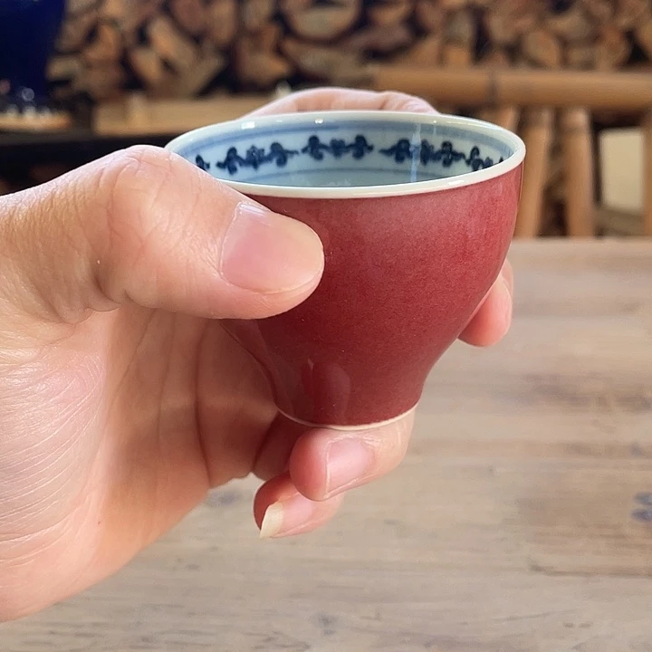 南***葛青花釉里红柴窑主人杯