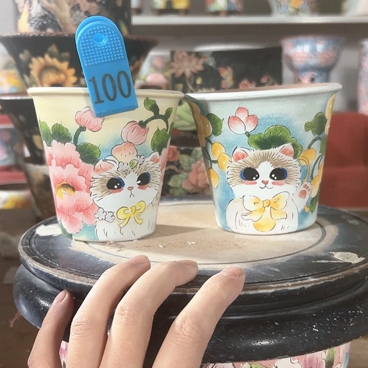 景德镇手绘花盆 满38包邮