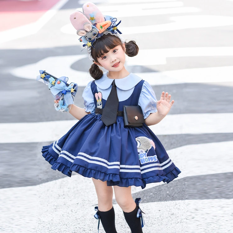 女童2025夏装短袖洛丽塔Lolita公主裙子生日cos兔子警官连衣裙夏