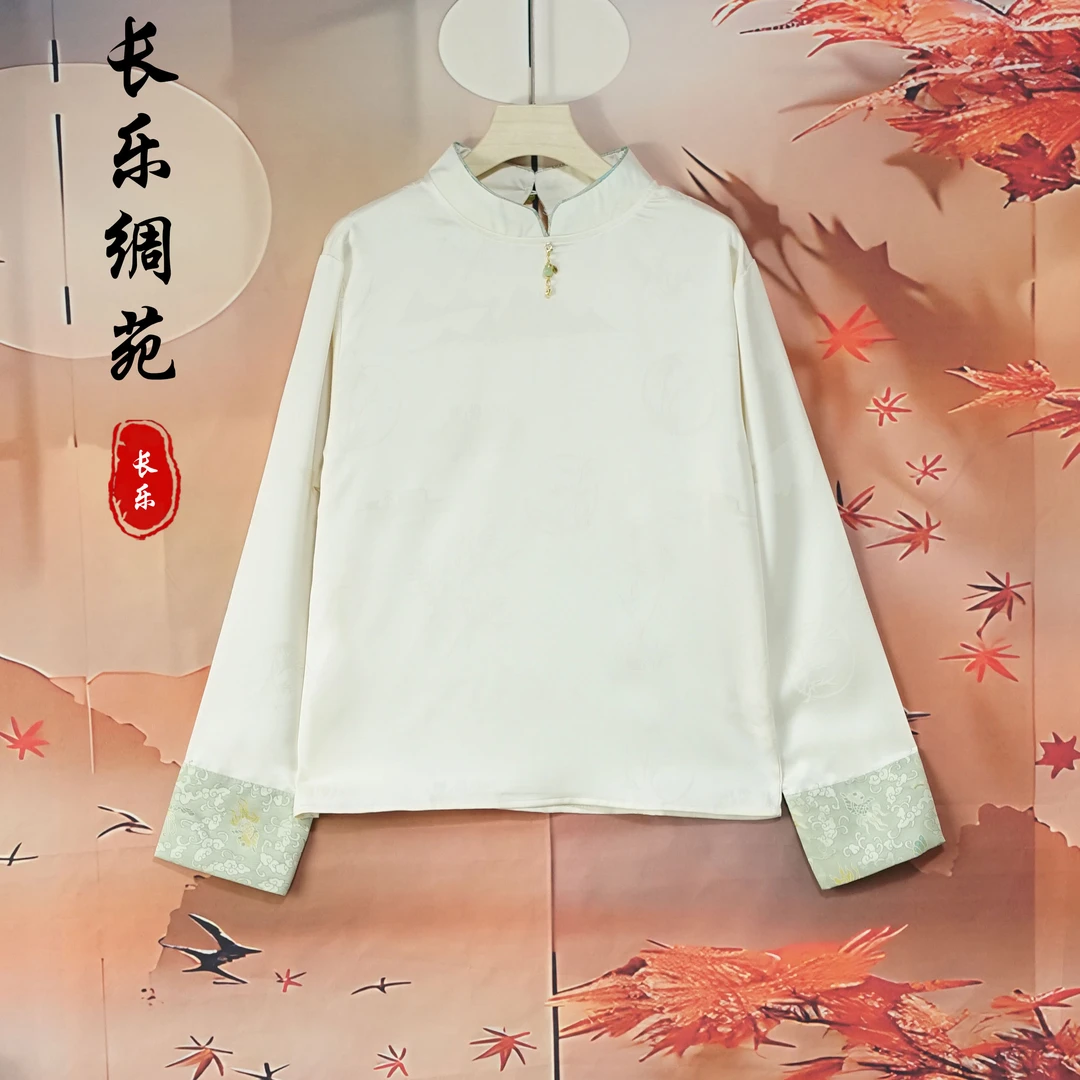 【长乐绸苑】新中式国风圆领青山竹雅小衫(H319)