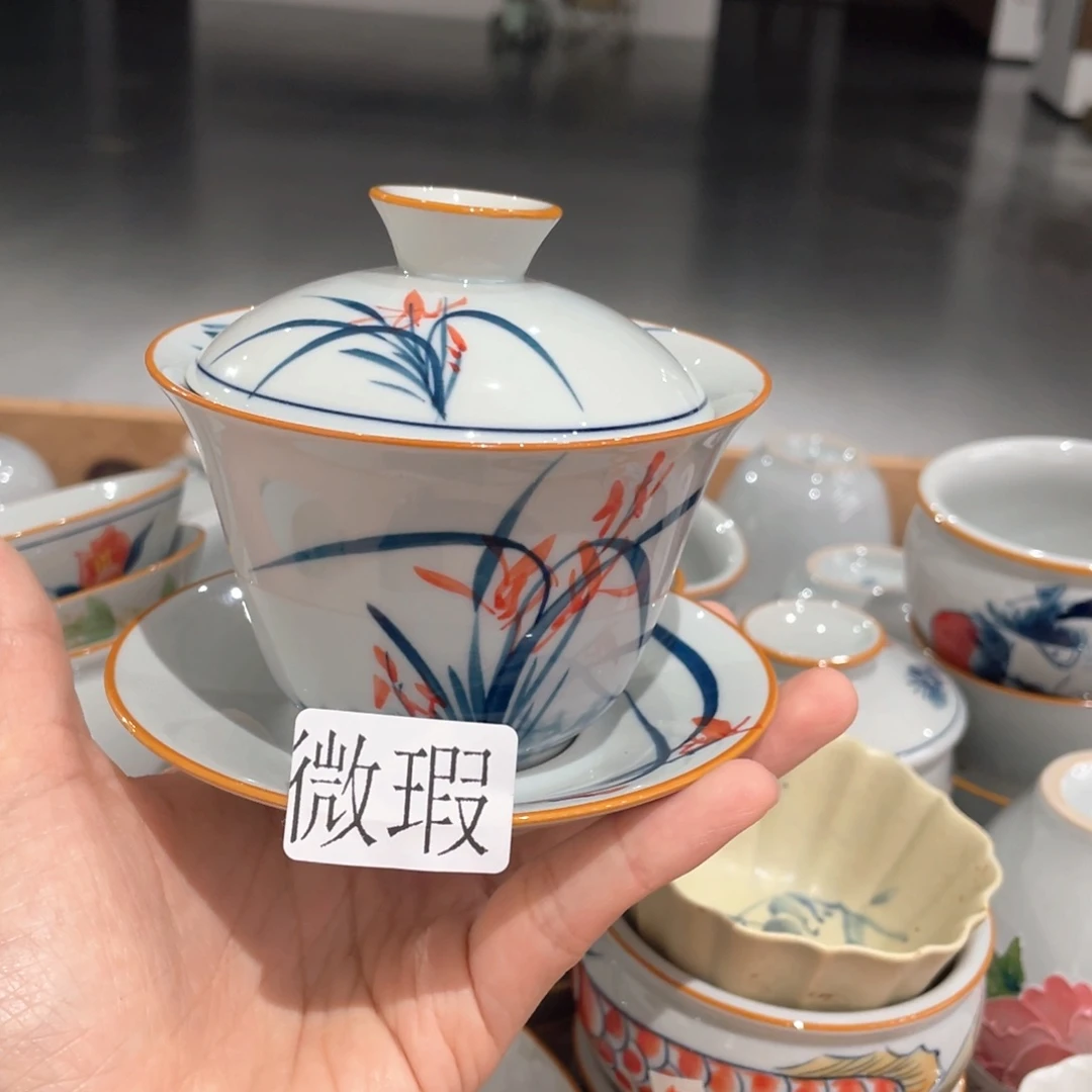 釉下手绘茶具微瑕