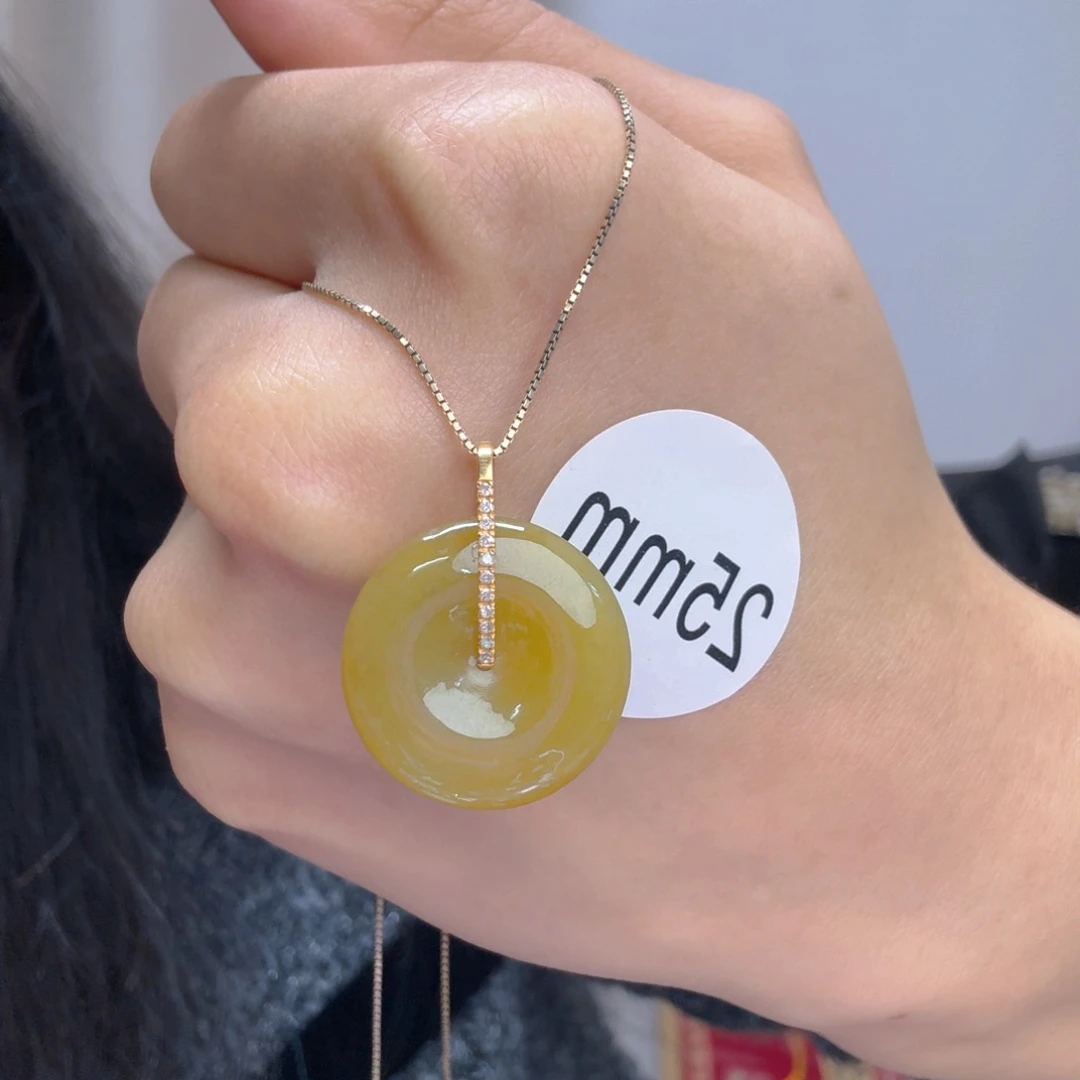 翡翠18K金镶嵌吊坠(不含链)