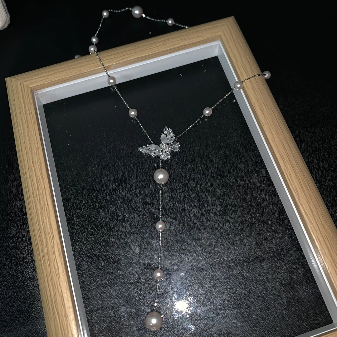 铜合金项链 蝴蝶珠珠项链【1263】