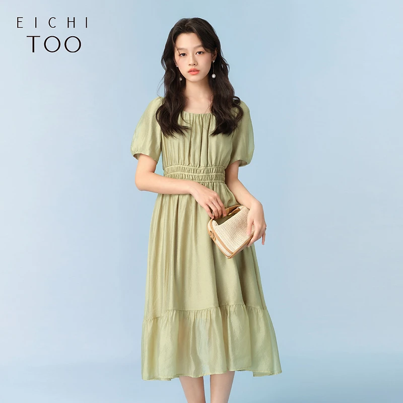 爱居兔夏季新款收腰显瘦宽松舒适短袖连衣裙EQLBJ2P060A