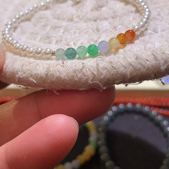 翡翠颈饰未镶嵌彩虹糖果手串