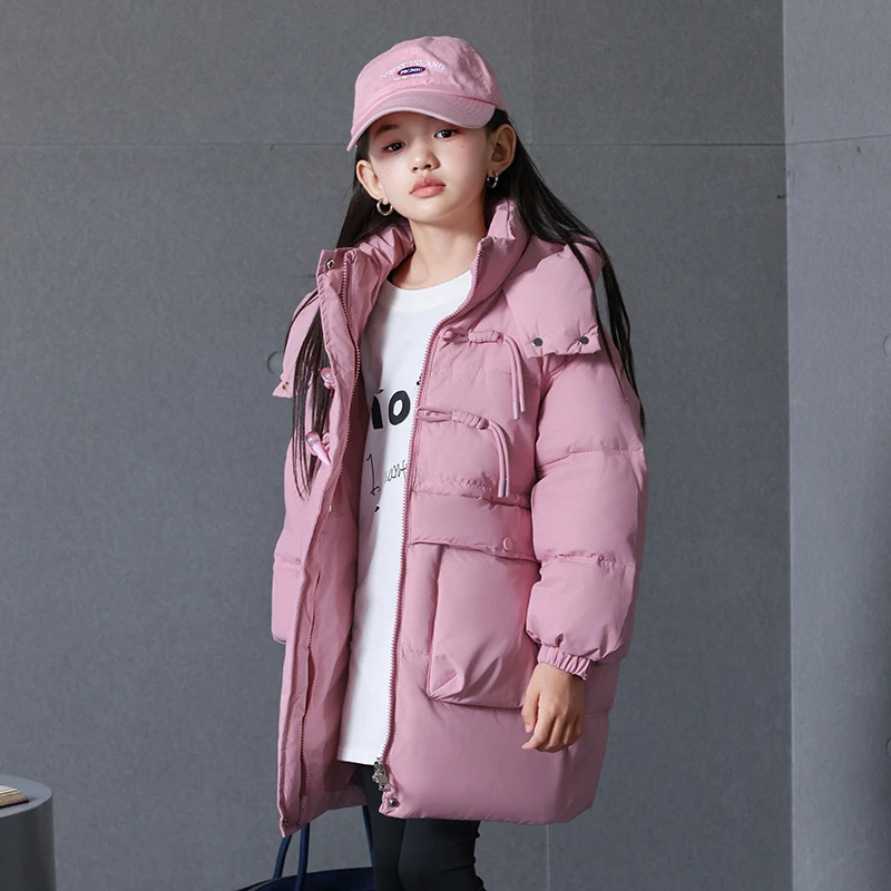 儿童羽绒服2024新款洋气中大童中长款加厚连帽保暖冬装外套潮爆
